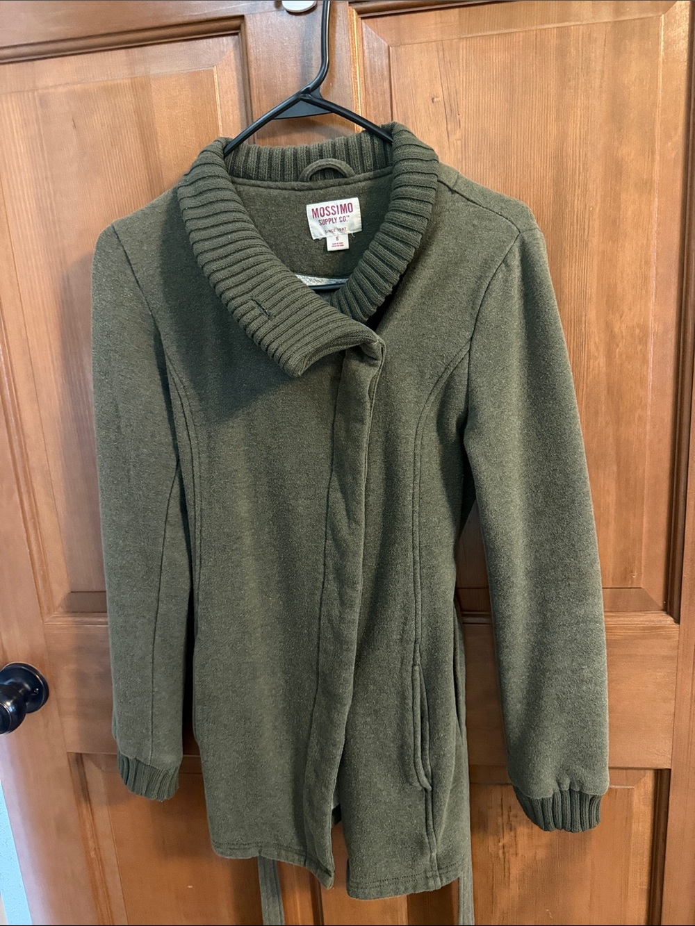 Mossimo Supply Co. Olive Ribbed Shawl Collar Trench Coat